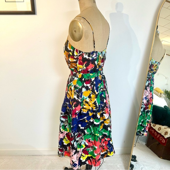 J Crew Women’s Colorful Abstract Silk Midi Dress Sz 4 - Picture 6 of 11